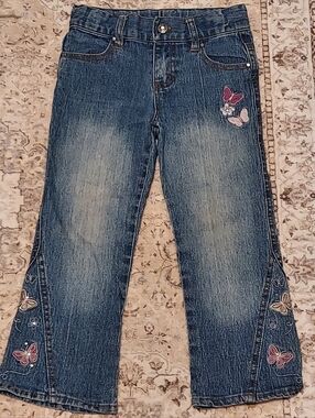 Vintage Girls' Embroidered Butterfly Jeans Size 3T